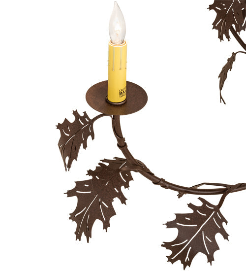 Meyda Lighting Oak Leaf 48" 15-Light Cafe Noir Chandelier With Ivory Faux Candlelight