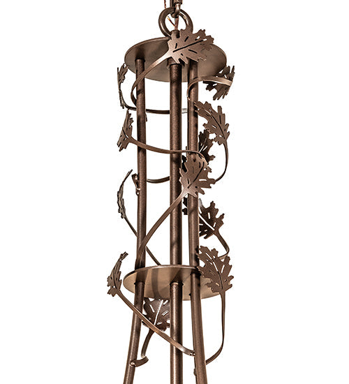 Meyda Lighting Oak Leaf 72" 15-Light Cafe Noir Chandelier With White Faux Candlelight