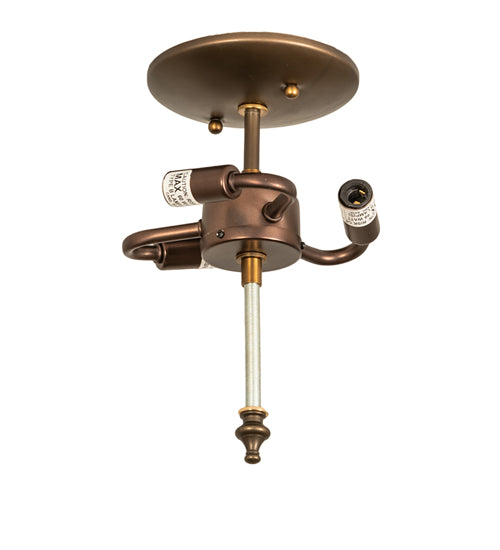 Meyda Lighting Oak Leaf & Acorn 16" 3-Light Light Burnished Antique Copper Flush Mount Light With Beige Opal Shade Glass