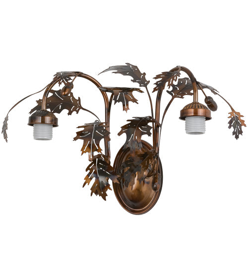 Meyda Lighting Oak Leaf & Acorn 20" 2-Light Dark Burnished Transparent Copper Mountain Pine Wall Sconce Hardware