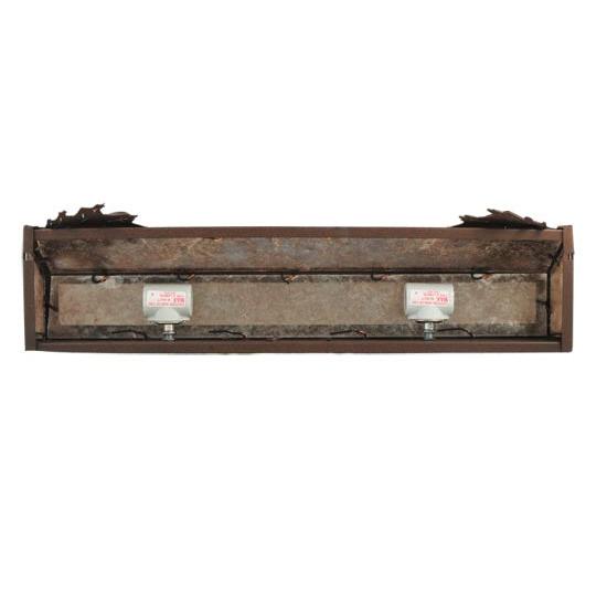 Meyda Lighting Oak Leaf & Acorn 24" 4-Light Cafe Noir Vanity Light With Silver Mica Shade Glass