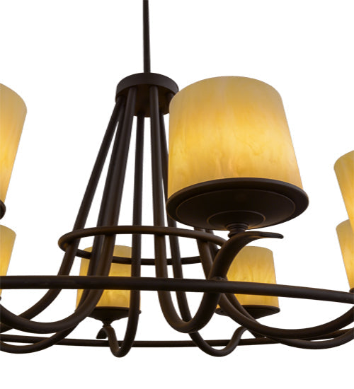 Meyda Lighting Octavia 48" 8-Light Oil Rubbed Bronze Chandelier With Sahara Taupe Idalight Cylindres Shade