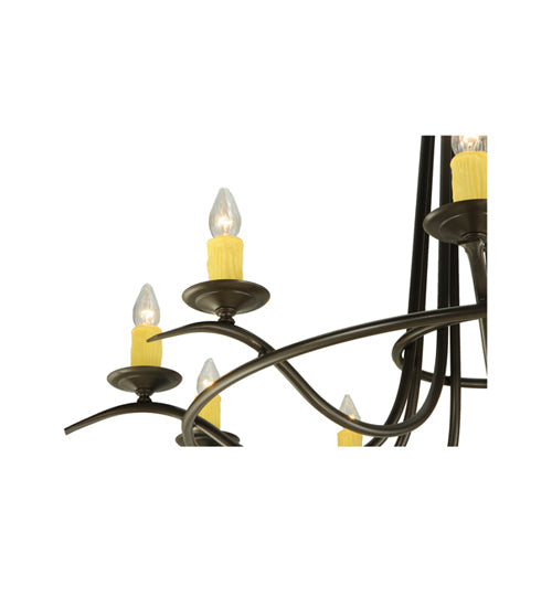 Meyda Lighting Octavia 58" 10-Light Timeless Bronze Chandelier With Amber Faux Candlelight