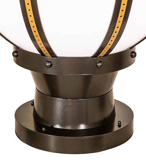 Meyda Lighting Orbital 23" Oil Rubbed Bronze & Goldtastic Outdoor Pier Mount Light With White Statuario Idalight Shade