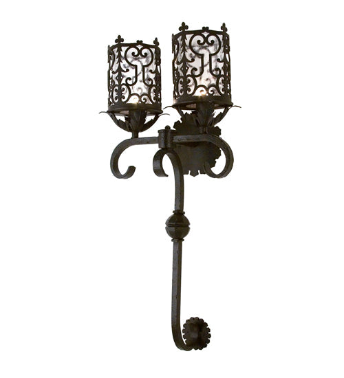 Meyda Lighting Oskar 16" 2-Light Blackwash Wall Sconce With Rainstone Idalight Shade