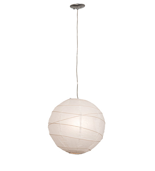 Meyda Lighting Papier 19" Extreme Chrome Lantern Pendant Light With White Textrene Shade