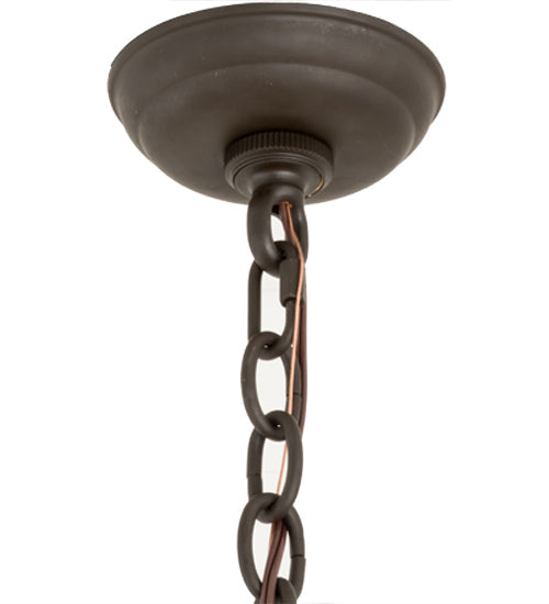 Meyda Lighting Paramount 24" Blackened Brass Pendant Light With White Art Shade Glass