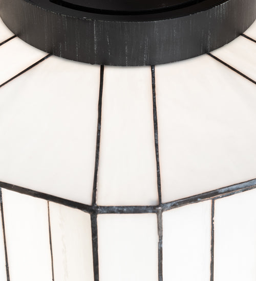 Meyda Lighting Paramount 255165 24" Antique Iron Gate Flush Mount Light With White Art Shade Glass