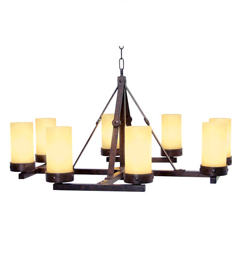 Meyda Lighting Parker 36" 8-Light Rusty Nail Chandelier With Botticino Idalight Cylindres Shade