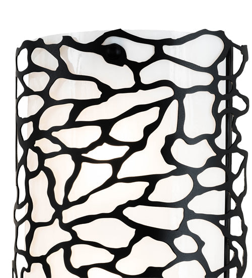 Meyda Lighting Parmecia 10" 2-Light Textured Black Wall Sconce With White Art Shade Glass