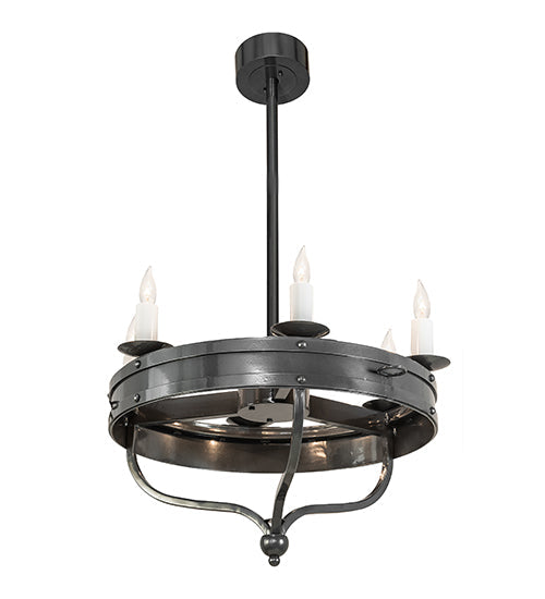 Meyda Lighting Parnella 30" 6-Light Charcoal Gray Chandelier With White Faux Candlelight