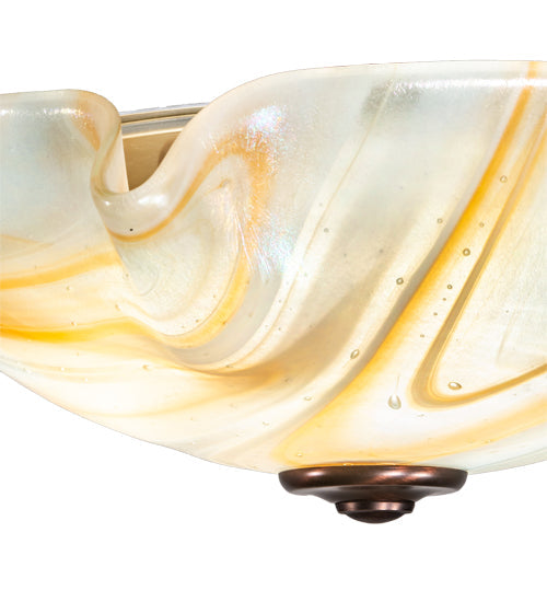 Meyda Lighting Peach Baroque 16" Mahogany Bronze Flush Mount Light With White & Peach Shade Glass