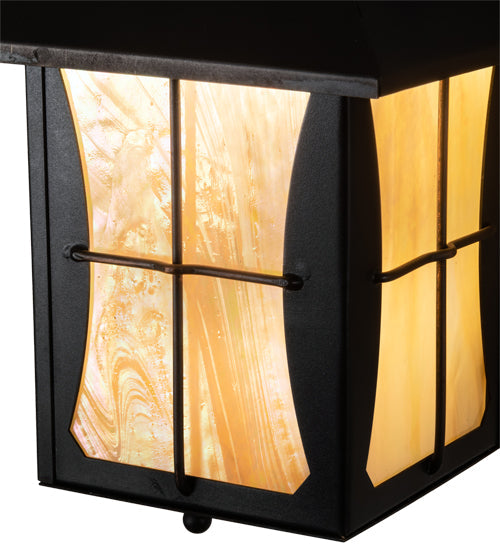 Meyda Lighting Pelham Manor 6" Craftsman Brown Wall Sconce With Beige Iridescent Shade Glass