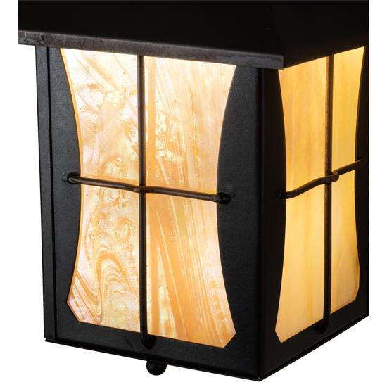 Meyda Lighting Pelham Manor 6" Craftsman Brown Wall Sconce With Beige Iridescent Shade Glass