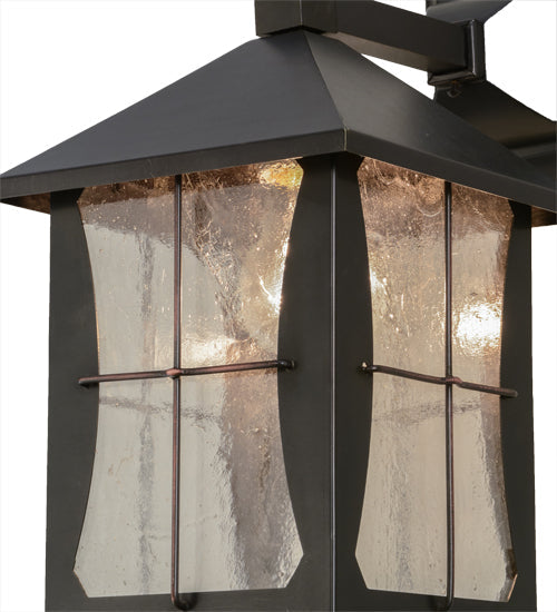 Meyda Lighting Pelham Manor 8" Craftsman Brown Wall Sconce With Clear Seeded Shade Glass