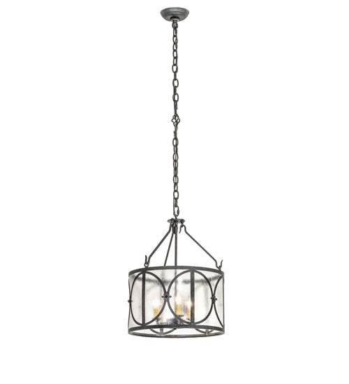 Meyda Lighting Penelope 16" 3-Light Gun Metal Pendant Light With Clear Rainstone Idalight Shade