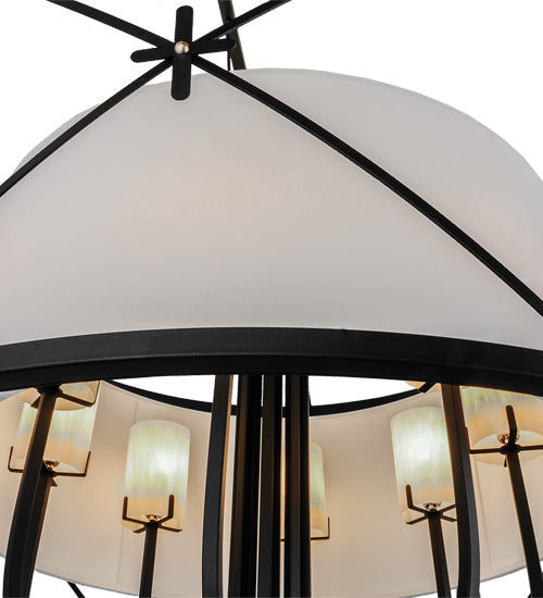 Meyda Lighting Penelope 247352 60" 8-Light Black Pendant Light With Natural Textrene Shade