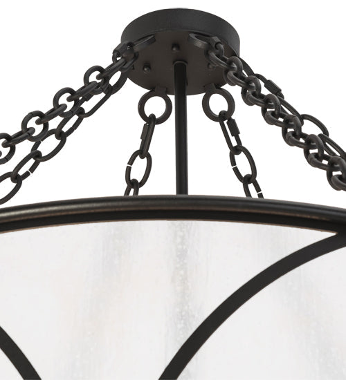 Meyda Lighting Penelope 37" 8-Light Textured Black & Nickel Pendant Light With Rainstone Idalight Shade