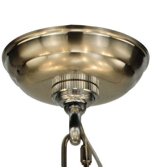 Meyda Lighting Penelope 39" 6-Light Brushed Nickel Pendant Light With White Shantung Silkette Shade Glass