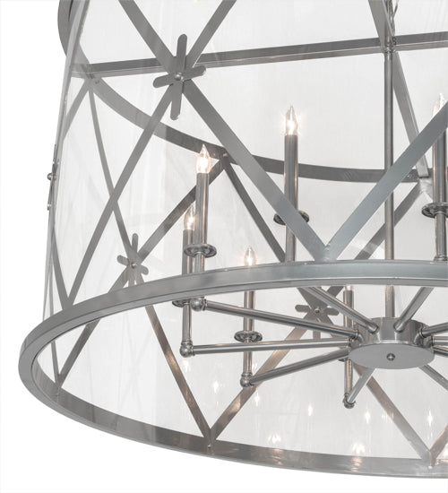 Meyda Lighting Penelope 54" 10-Light Extreme Chrome Pendant Light With Clear Crystal Idalight Shade Glass