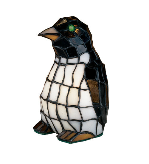 Meyda Lighting Penguin 5" Accent Table Lamp With Multi-Colored Shade Glass