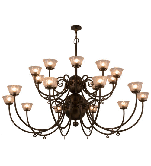 Meyda Lighting Perennial 80" 20-Light Burnished Antique Copper Chandelier Wheat Shade Glass