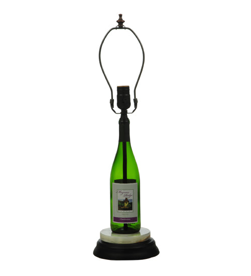 Meyda Lighting Personalized 26" Black Powdercoat Wine Bottle Table Lamp With Black and Gold Shade
