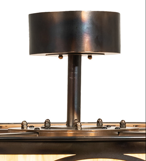 Meyda Lighting Personalized 37" 12-Light Light Burnished Antique Copper Adirondack Bank Pendant Light With Ambra Sienna Idalight Shade
