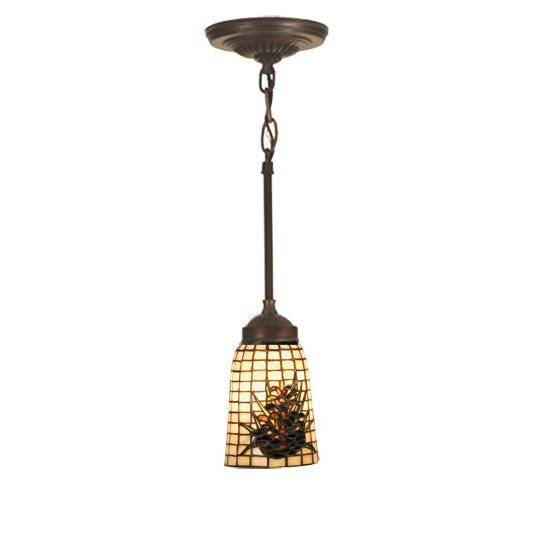 Meyda Lighting Pine Barons 5" Mahogany Bronze Mini Pendant Light