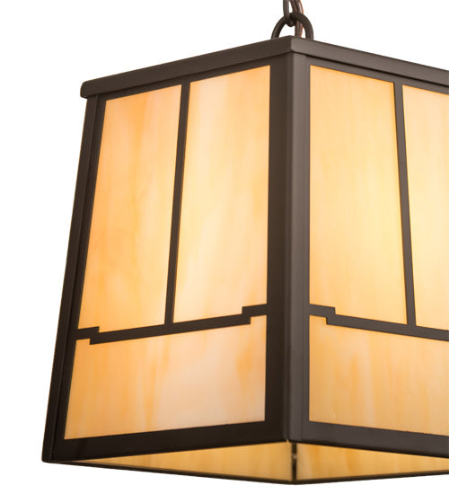 Meyda Lighting Pine Branch 12" Oil Rubbed Bronze Valley View Pendant Light With Beige Shade Glass