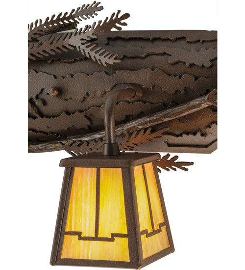 Meyda Lighting Pine Branch 25" 2-Light Cafe Noir Valley View Vanity Light With Beige Iridescent Shade Glass