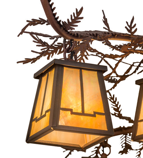 Meyda Lighting Pine Branch 39" 10-Light Rust & Wrought Iron Valley View Chandelier With Beige Iridescent Shade Glass
