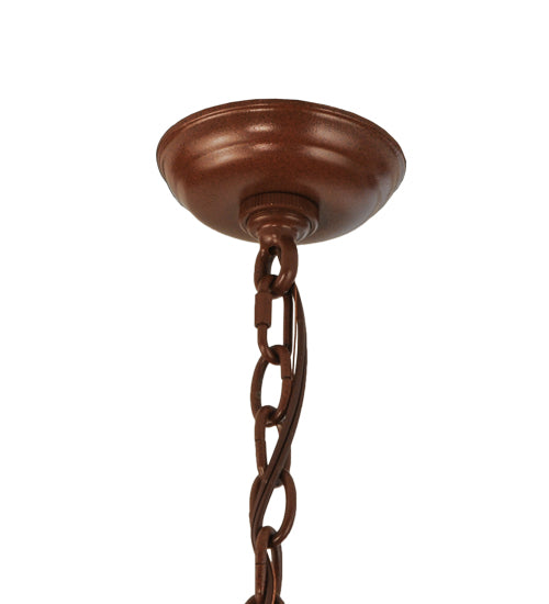 Meyda Lighting Pine Branch 48" 12-Light Rust Chandelier With Amber Mica Shade Glass