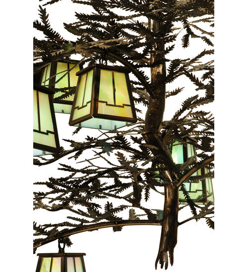 Meyda Lighting Pine Branch 50" 12-Light Valley View Chandelier With Burinished Antique Copper Shade Glass