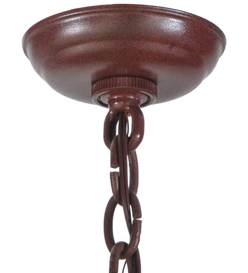 Meyda Lighting Pine Branch 52" 12-Light Rust and Green Branches Valley View Chandelier With Silver Mica Shade Glass