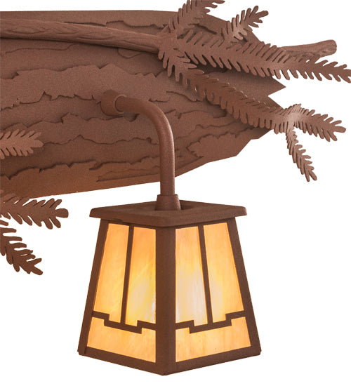 Meyda Lighting Pine Branch 52385 38" 3-Light Rust Valley View Vanity Light With Beige Iridescent Shade Glass