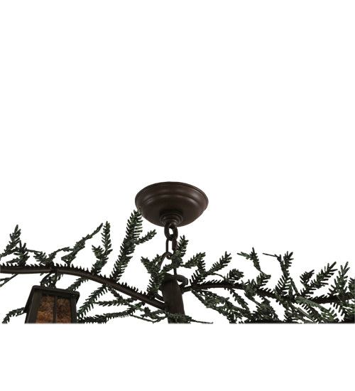 Meyda Lighting Pine Branch 53" 12-Light Timeless Bronze Valley View Chandelier With Amber Mica Shade Glass