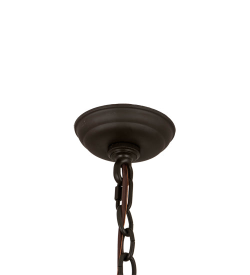 Meyda Lighting Pine Branch 66" 18-Light Oil Rubbed Bronze Valley View Chandelier With Beige Iridescent Shade Glass