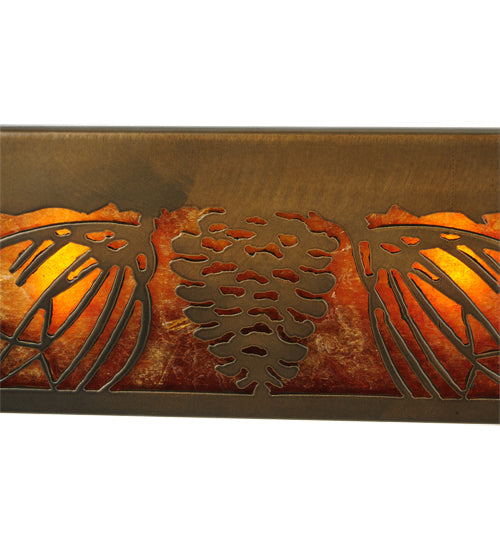 Meyda Lighting Pinecone 24" 4-Light Antique Copper Inverted Vanity Light With Amber Mica Shade Glass