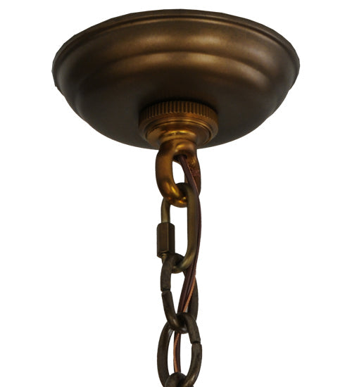 Meyda Lighting Pinecone 36" 5-Light 5-Arm Antique Copper Chandelier With Amber & Faux Candlelight Shade