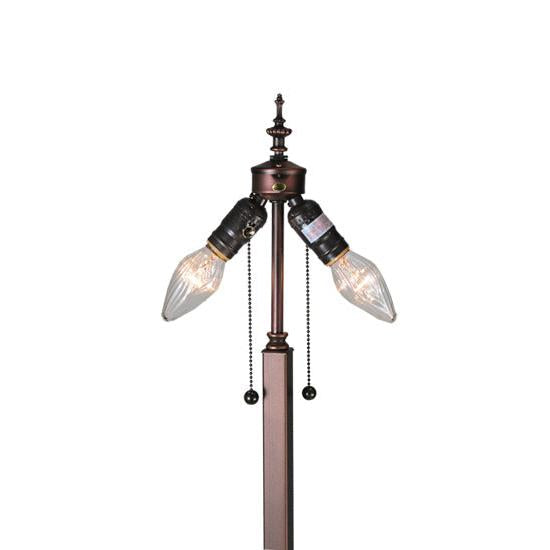 Meyda Lighting Pinecone 60" 2-Light Mahogany Bronze Mission Floor Lamp With Multi-Colored Shade Glass