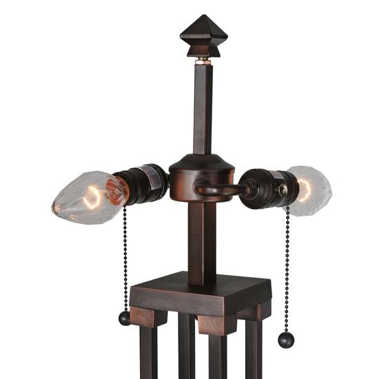 Meyda Lighting Pinecone Ridge 63" 2-Light Mahogany Bronze Floor Lamp With Multi-Colored Shade Glass