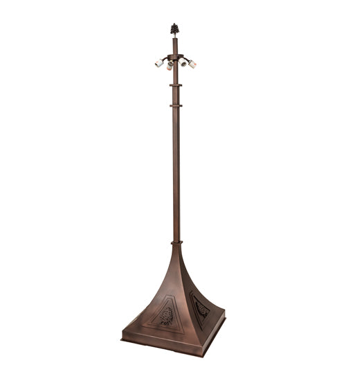 Meyda Lighting Pinecone Ridge 81" 4-Light Mahogany Bronze Floor Lamp With Green and Beige Stained Shade Glass