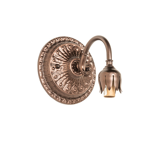 Meyda Lighting Pink Pond Lily 5" Mahogany Bronze Victorian Wall Sconce With Pink Shade Glass