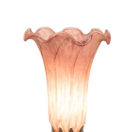 Meyda Lighting Pink Tiffany Pond Lily 13" Antique Bronze Twin Cherub Table Lamp With Pink Shade Glass
