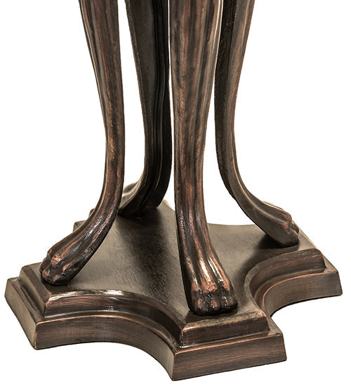 Meyda Lighting Poker Face 33" 3-Light Mahogany Bronze Table Lamp With Multi-Colored Stained Shade Glass