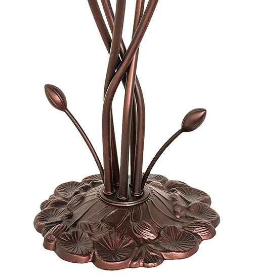 Meyda Lighting Pond Lily 17" 5-Light Mahogany Bronze Table Lamp With Amber Purple Shade Glass