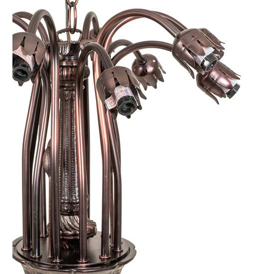 Meyda Lighting Pond Lily 24" 12-Light Mahogany Bronze Chandelier