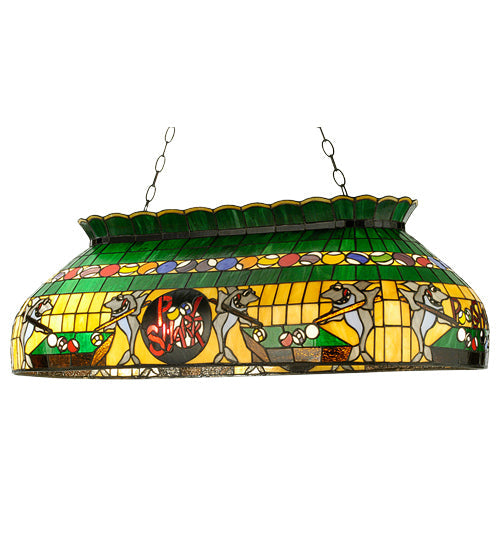 Meyda Lighting Pool Shark 40" 6-Light Mahogany Bronze Island Pendant Light With Multi-Colored Shade Glass