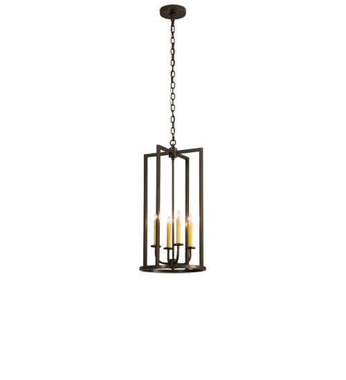 Meyda Lighting Porte Tournante 15" 4-Light Brown Metallic Pendant Light With Ivory Faux Candlelight